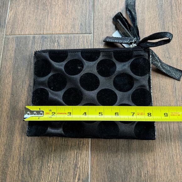 2 Piece Zippered Sequin Bags Polka Dots NEW LOFT Black Makeup Bag Set - Picture 4 of 7